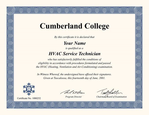 fake HVAC certificate